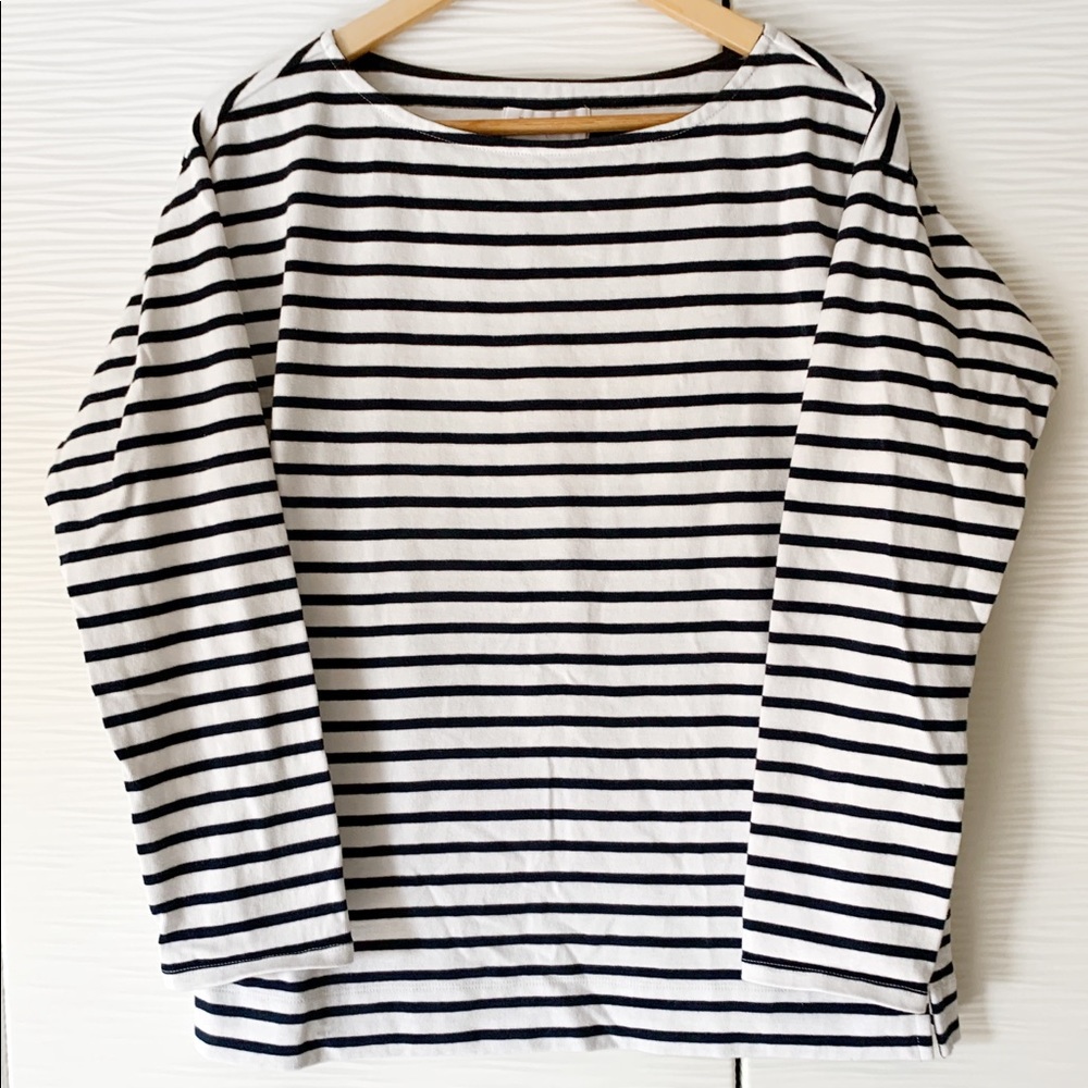 Everlane The Heavyweight Tee in White/Navy Stripe